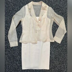 Ann Taylor Organza Sheer Cream Blazer & Matching Dress Set